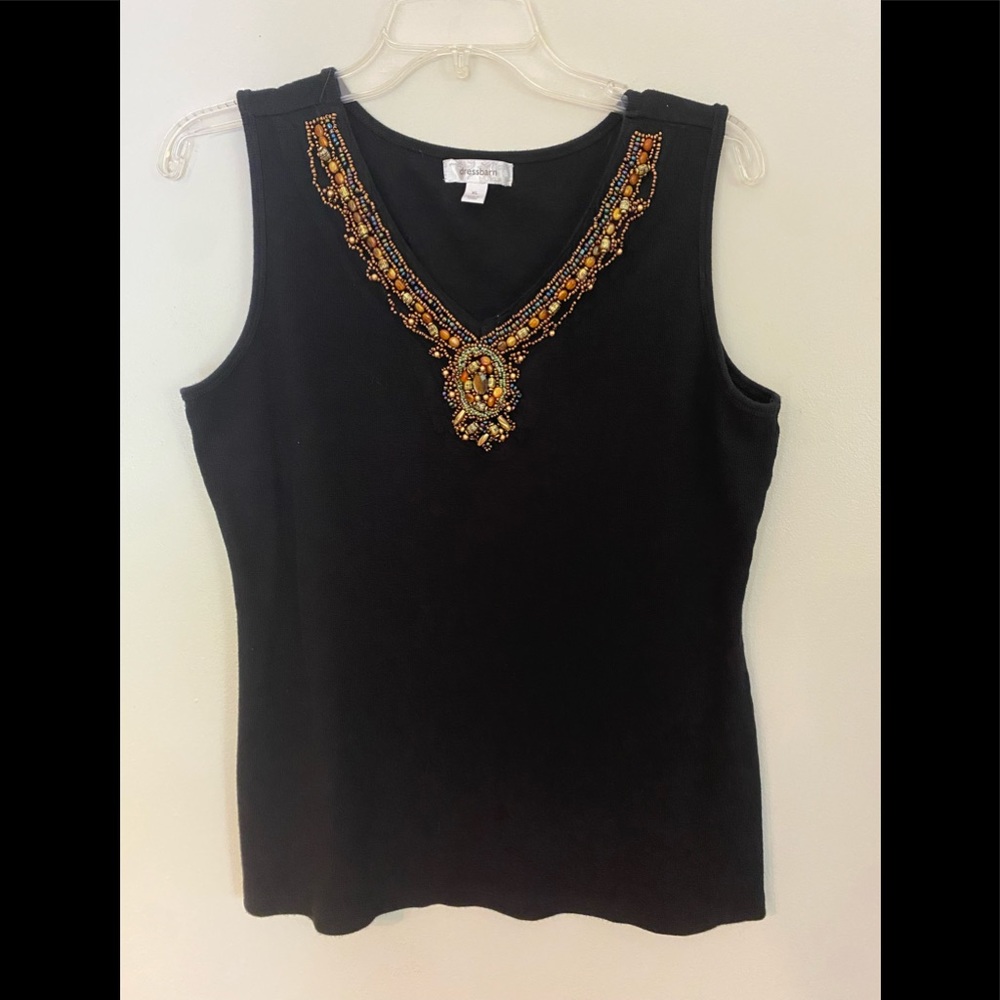 Beaded black tank top